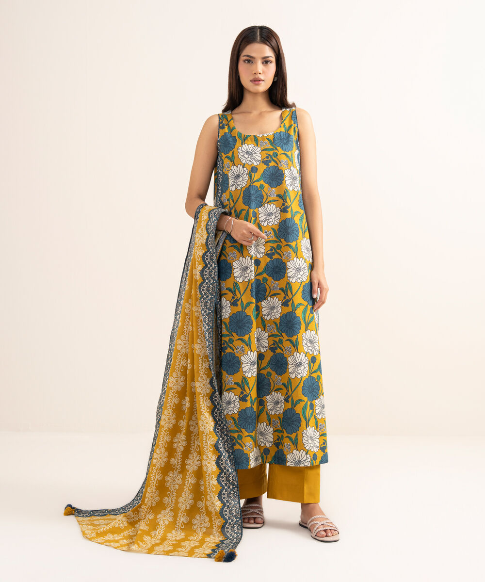 Women's Unstitched Lawn Printed Multi 3 Piece Suit