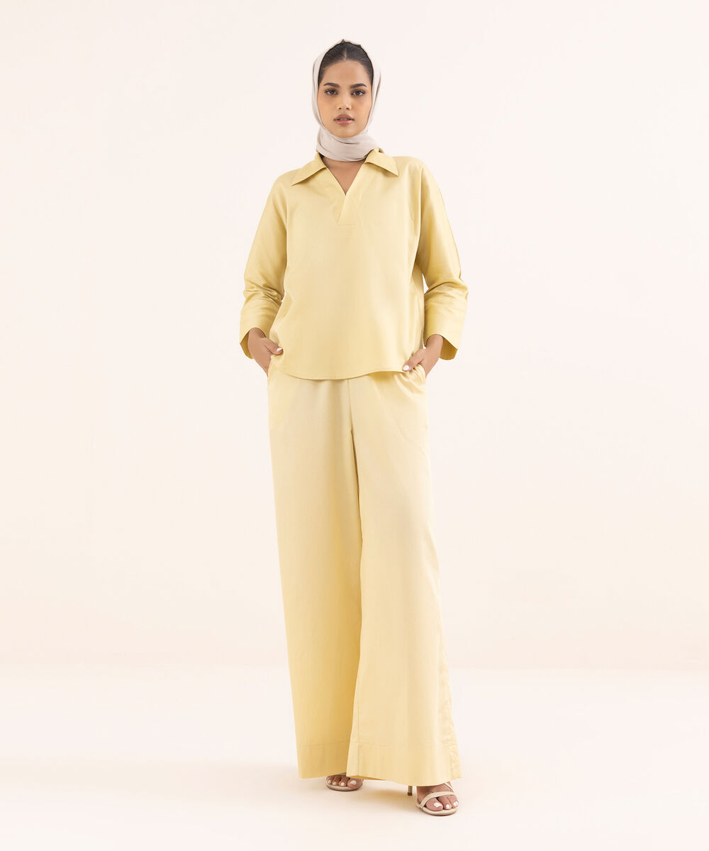 Women's Yellow Cotton Modest Wear Top