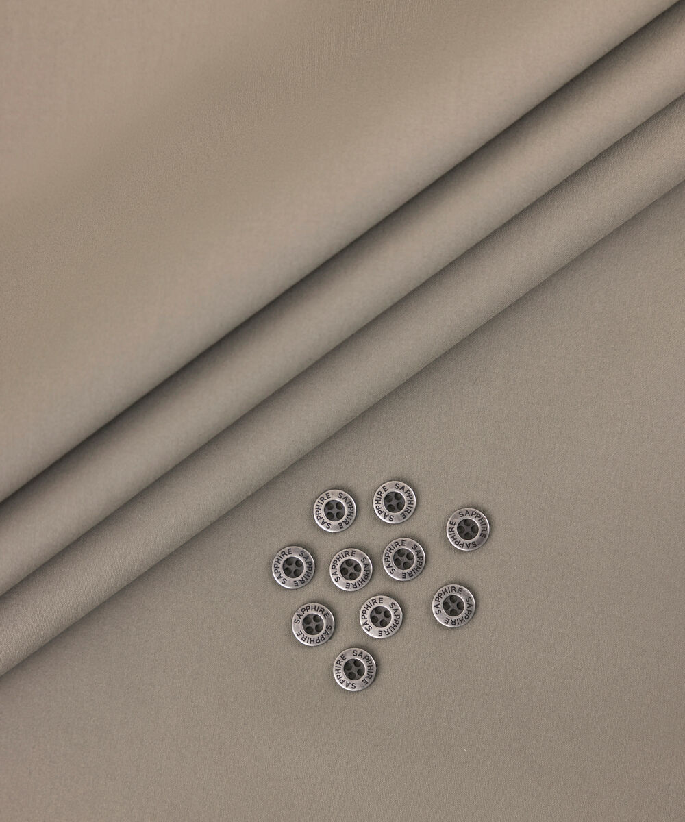 Men's Unstitched 2-Piece Premium Cotton Satin Lt Khaki Suit