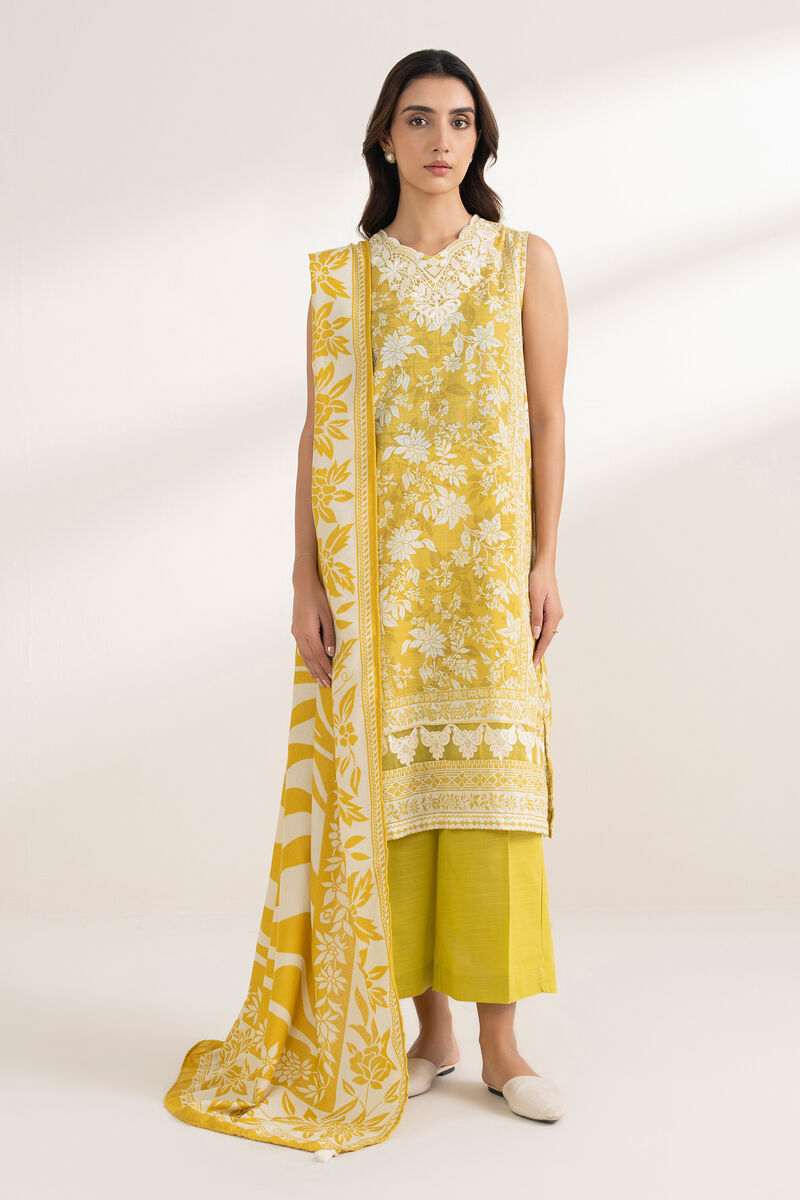 3 Piece - Embroidered Light Khaddar Suit