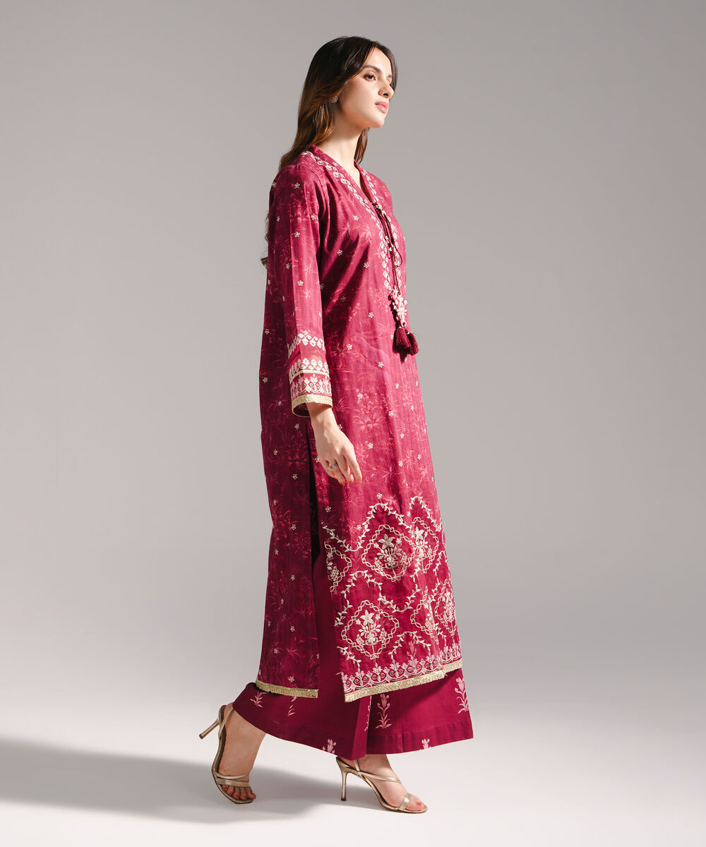 Women's RTW Leno Kara Embroidered A-Line Plum Shirt
