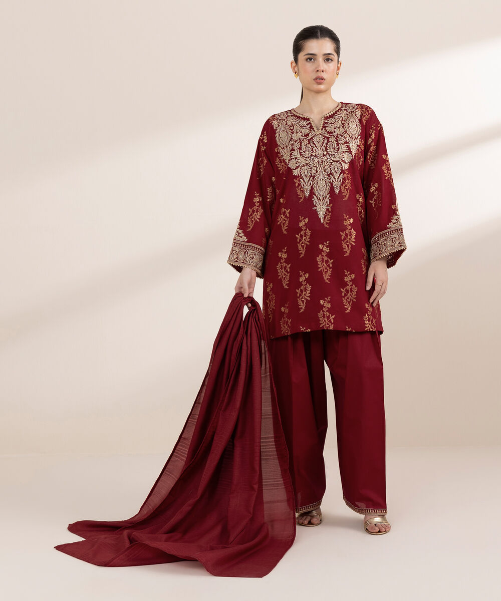 Manaar Red Solid Dupatta
