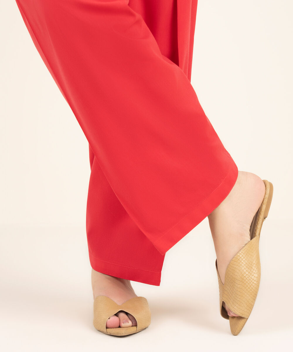 Women's RTW Cambric Solid Red Shalwar