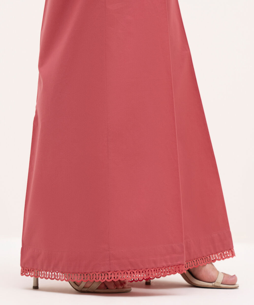 Women's RTW Cambric Pink Solid Flared Pants