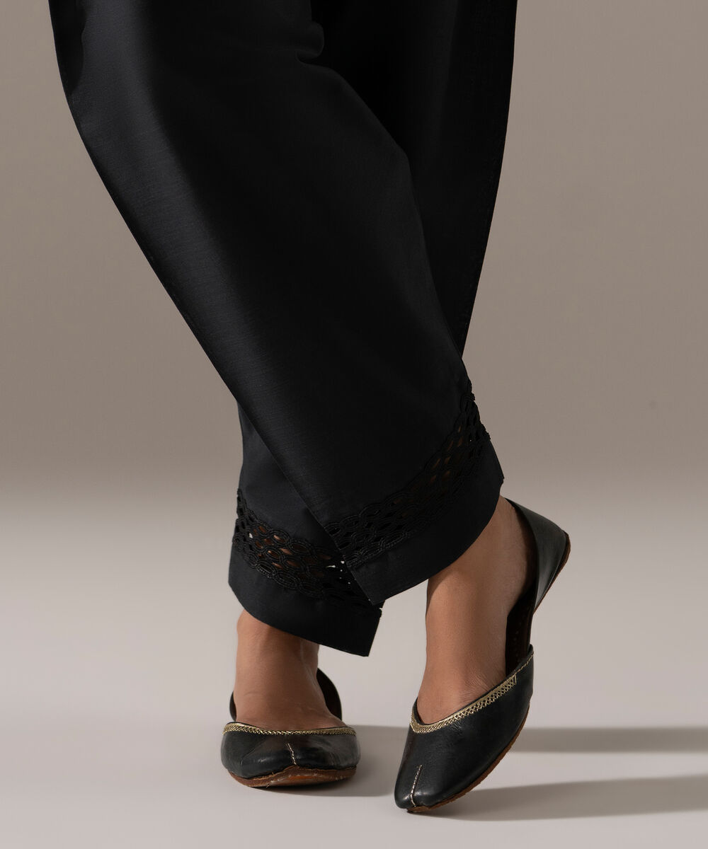 Women's RTW Cross Hatch Solid Black Skinny Shalwar