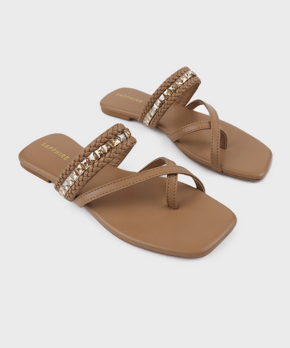 Woman - Brown Embellished Kolapuri