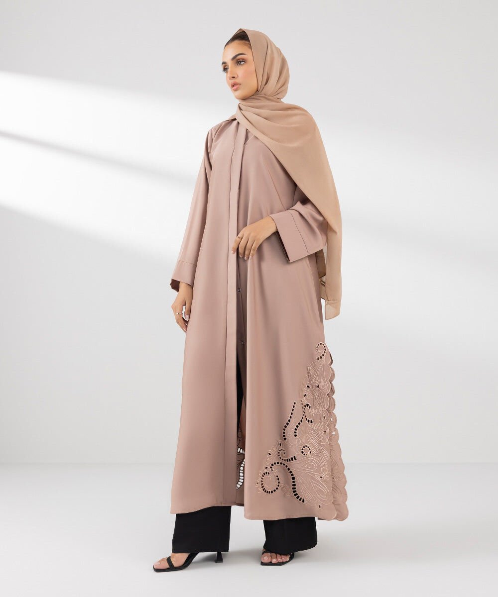 Embroidered Abaya Set Woman - Pink Embroidered Abaya Set