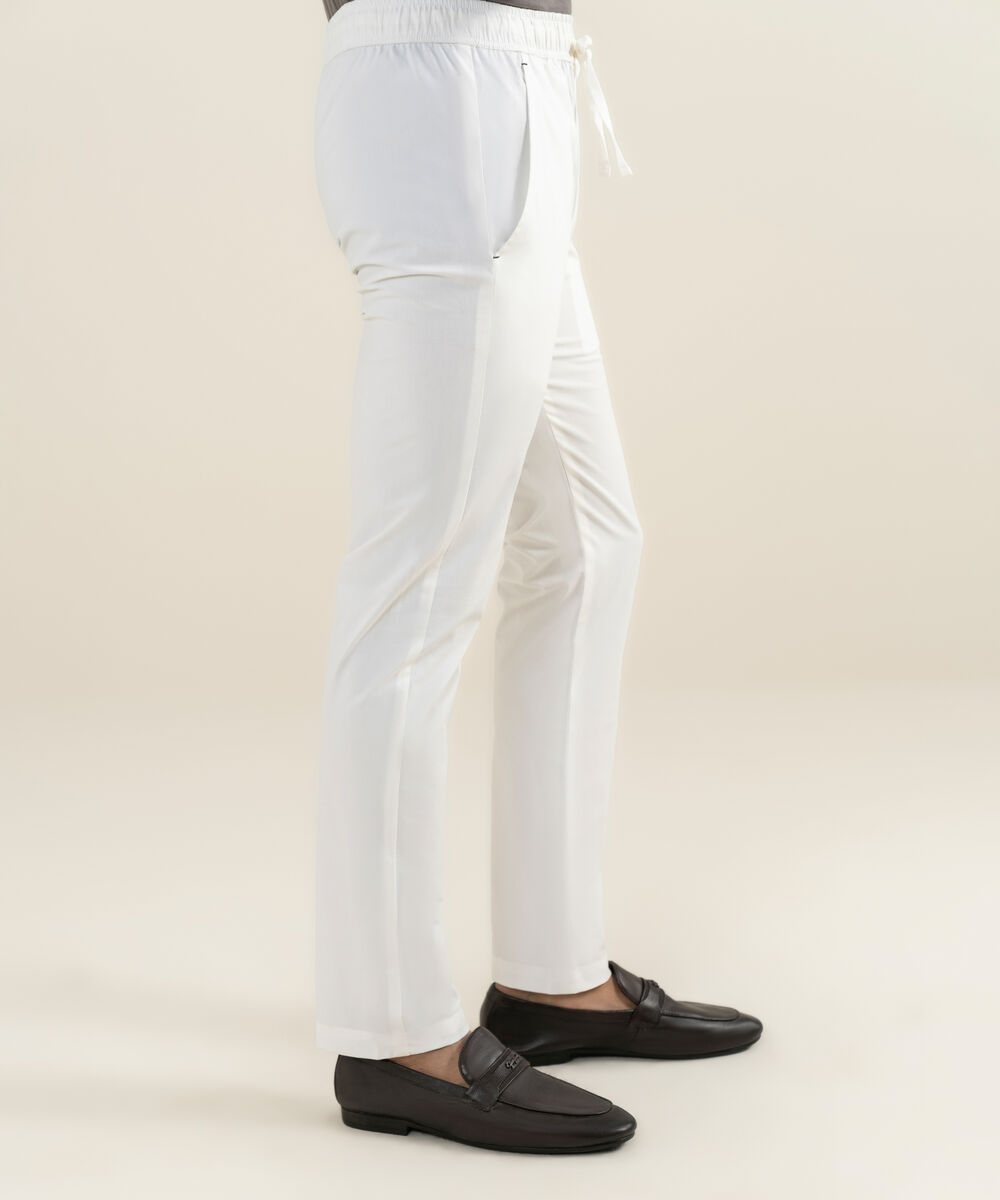 Men's white 100% Cotton Trouser