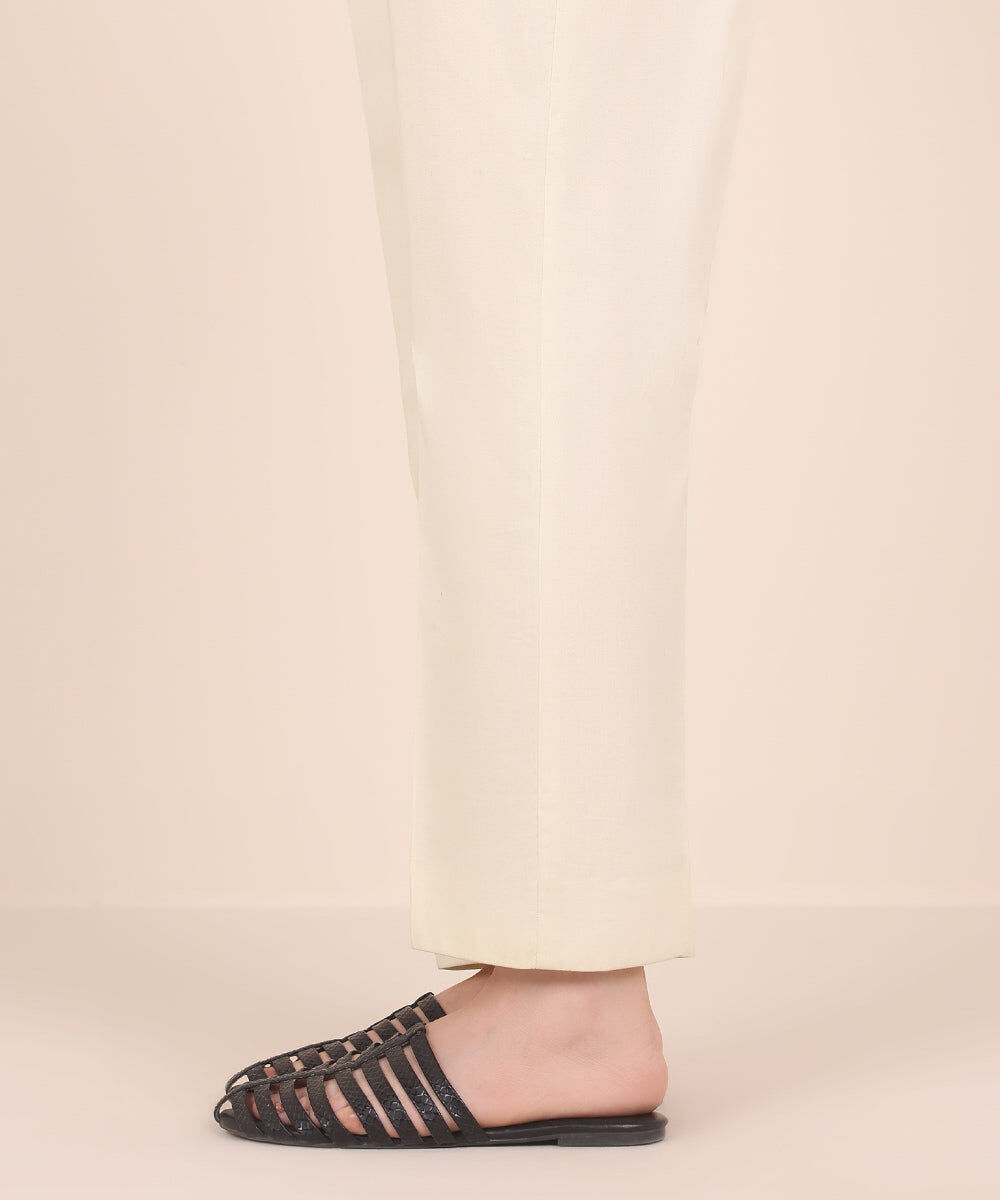 Woman - Off White Dyed Cotton Trousers