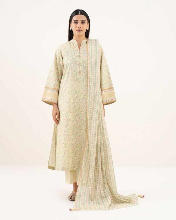 3 Piece - Printed Cotton Suit