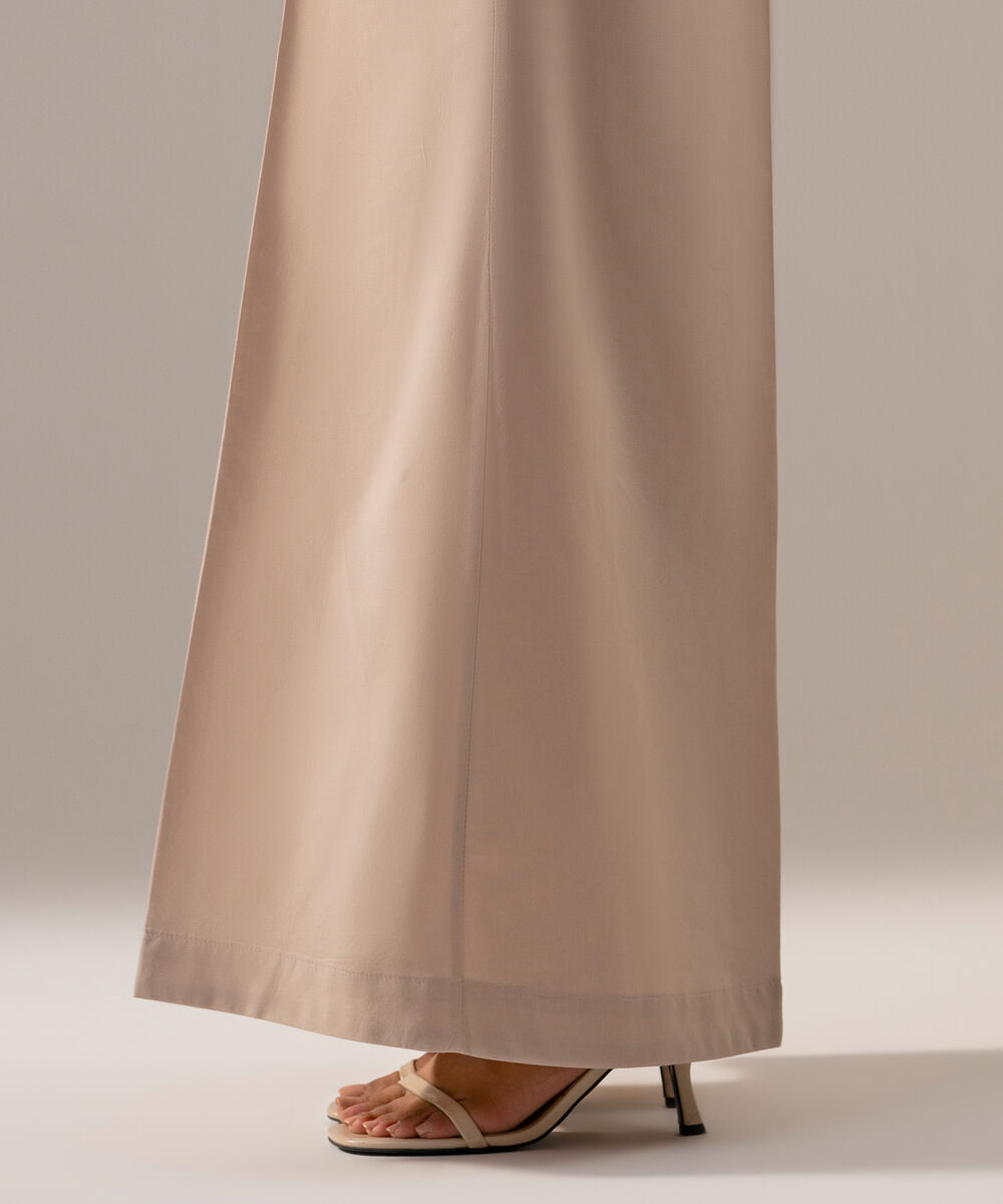 Women's RTW Cambric Solid Pale Pink Flared Pants