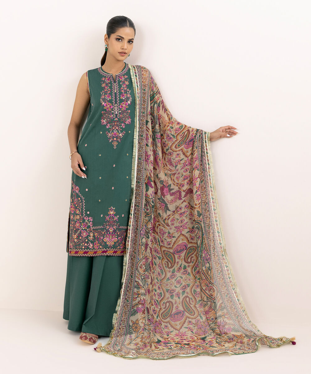 Women's Unstitched Cross Hatch Dyed Three Piece Suit