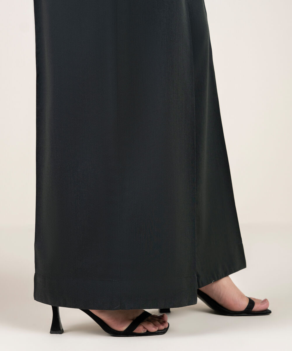 Women's RTW Cotton Viscose Solid Black Culottes