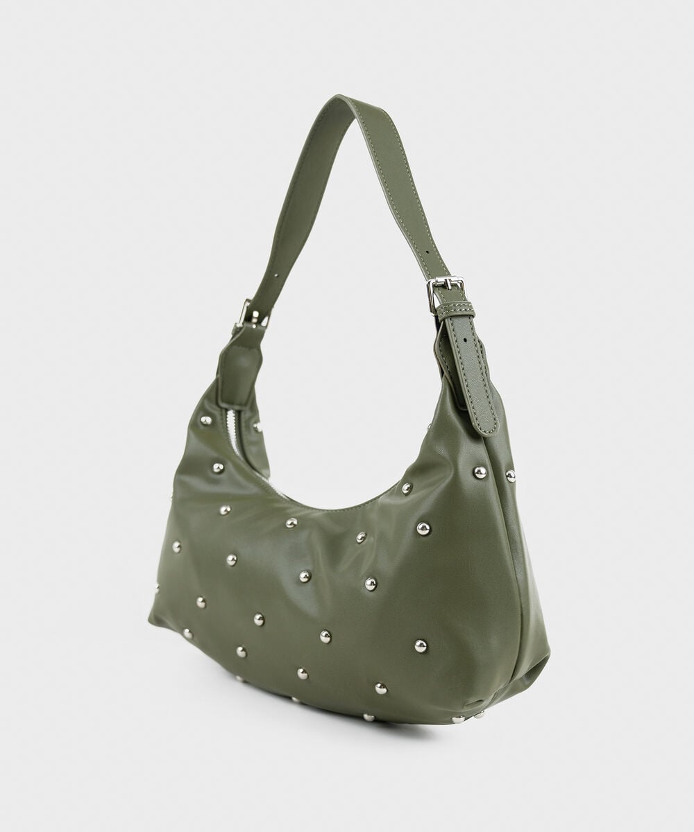 Women's Green Studded Shoulder Bag