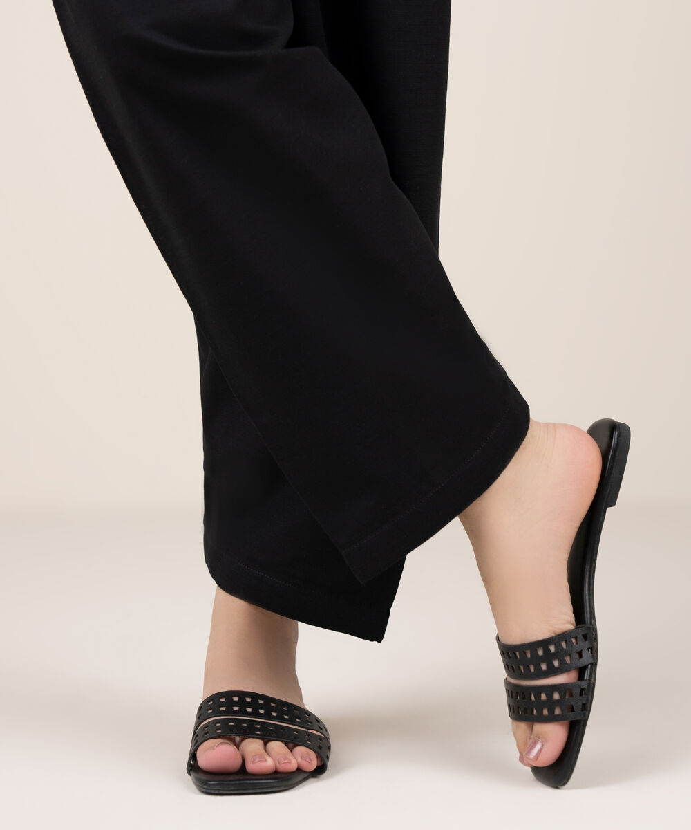 Women's RTW Khaddar Solid Black Shalwar