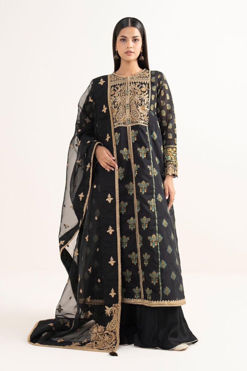 3 Piece - Embroidered Zari Jacquard Suit