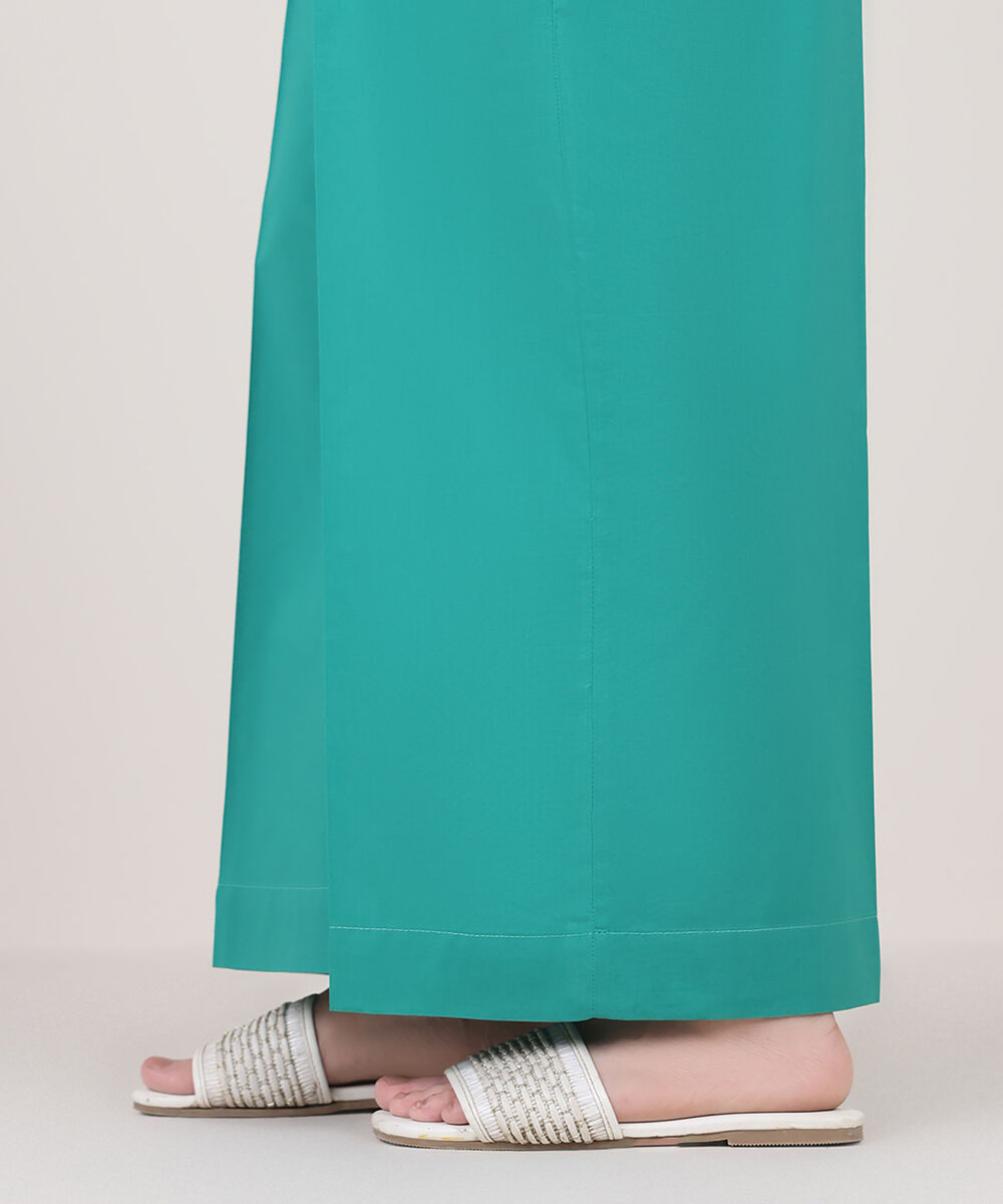 Women's RTW Cambric Green Solid Culottes