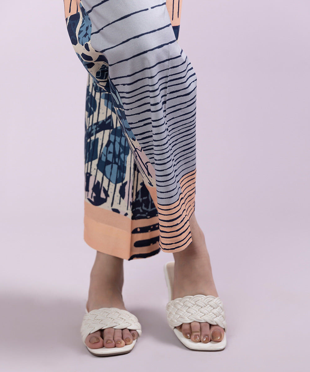 Women's Pret Cambric Printed Multi Straight Pants