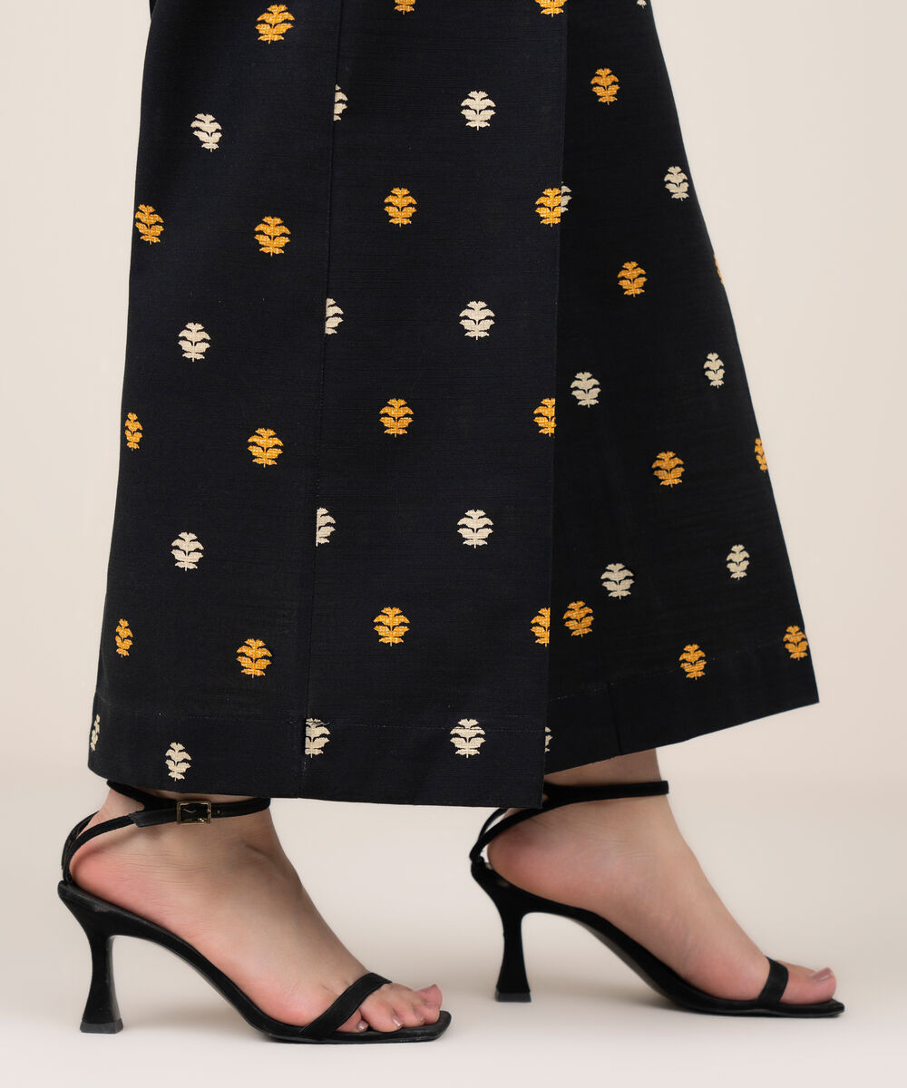 Women's RTW Khaddar Printed Black Culottes