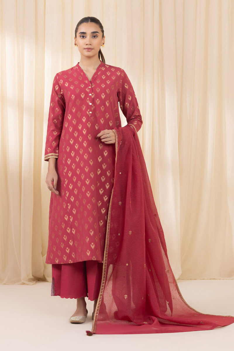 3 Piece - Embroidered Jacquard Suit
