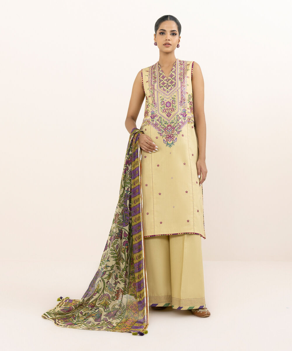 Women's Unstitched Cross Hatch Dyed Three Piece Suit