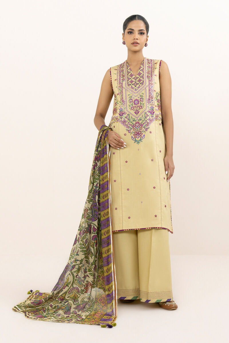 3 Piece - Embroidered Crosshatch Suit