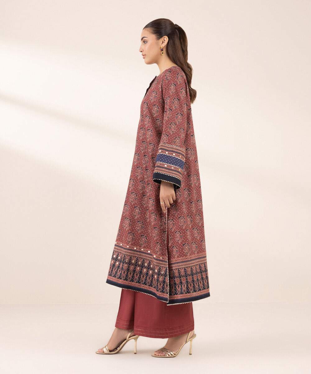 Women's RTW Lawn Red Printed A-Line Shirt