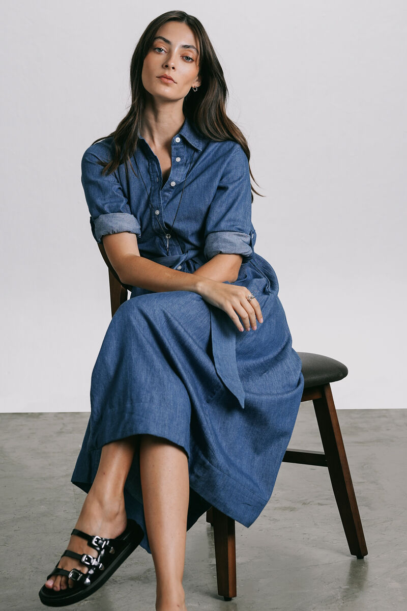 Button Through Denim Dress