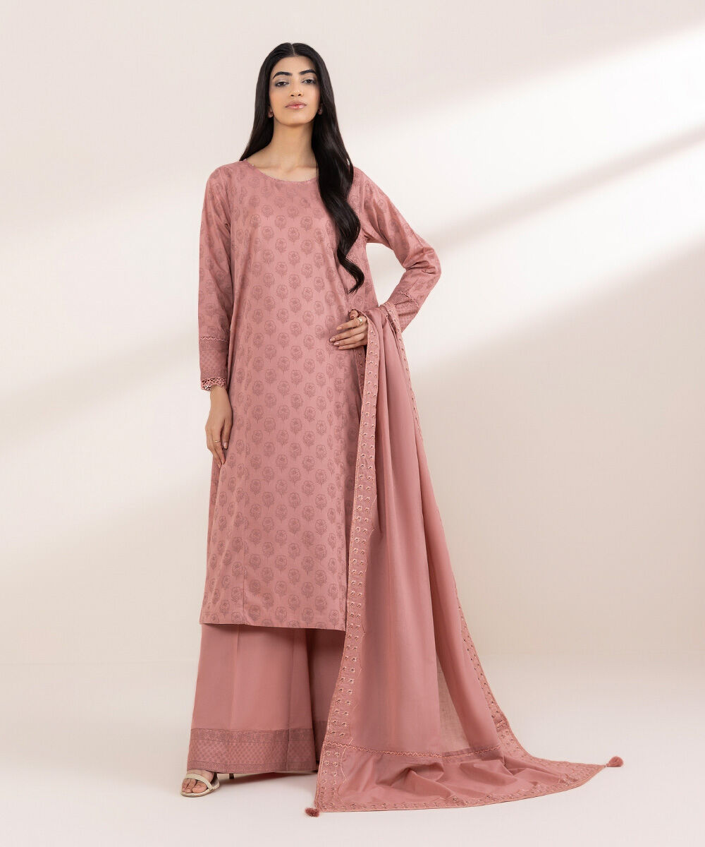 Fine Voile Pink Embroidered Dupatta