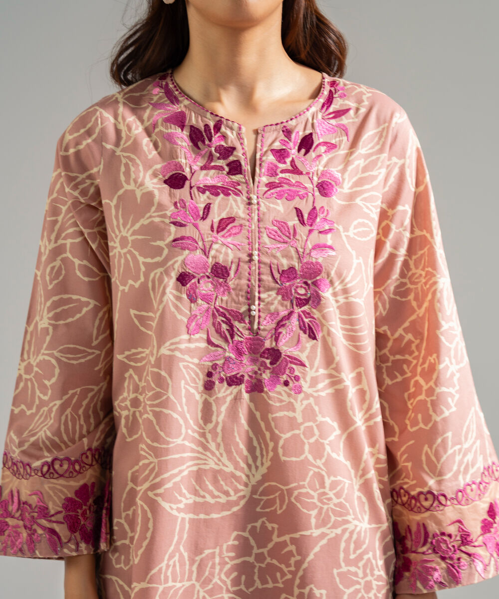 Women's RTW Lawn Embroidered Peach 2 Piece Suit