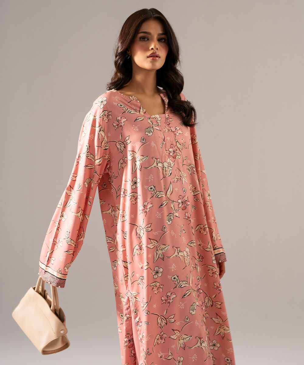 Women's RTW Viscose Marina Printed Pink Straight Shirt