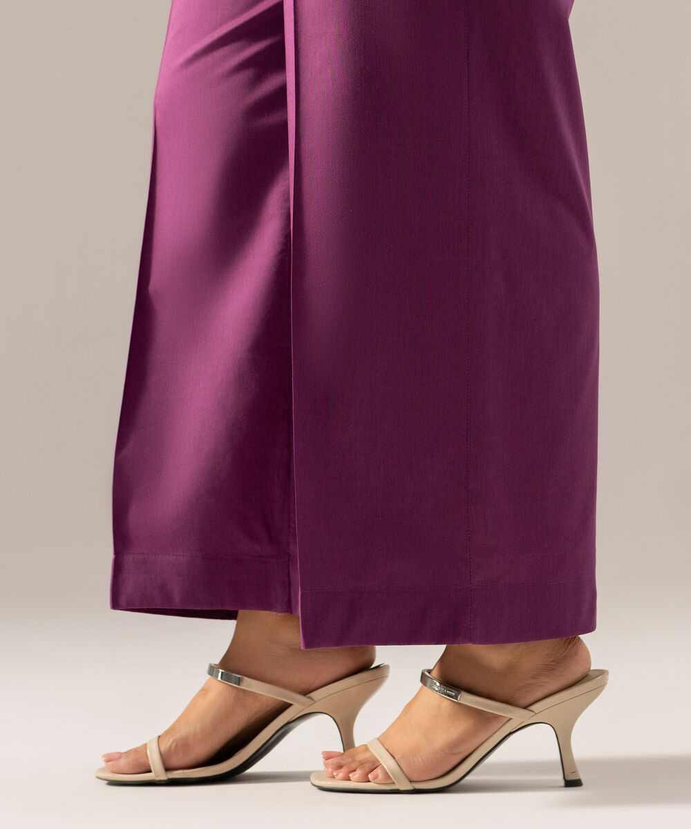 Women's RTW Solid Purple Cotton Viscose Culottes