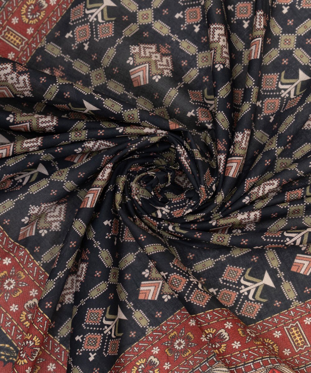 Fine Volie Black Printed Dupatta