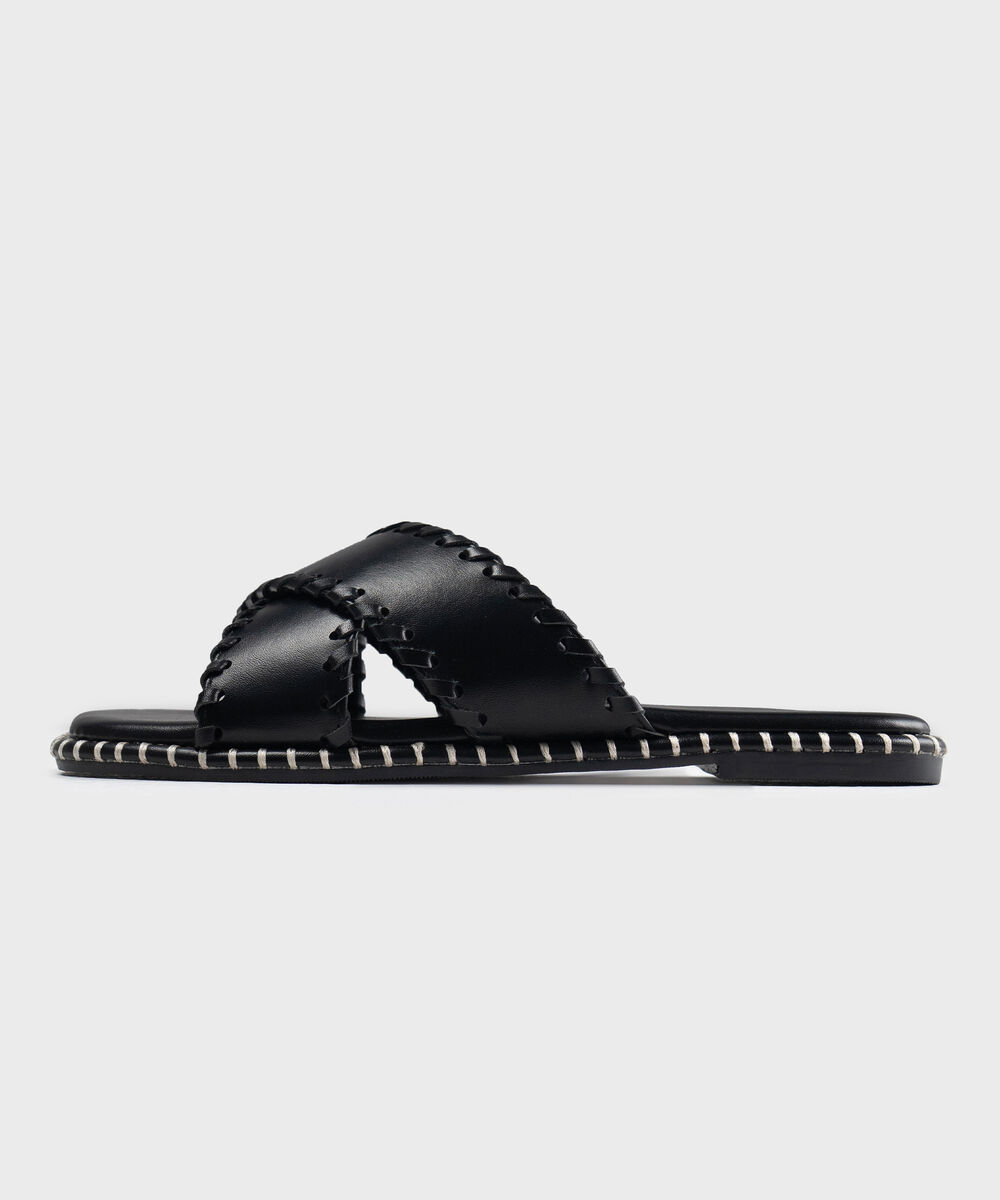 Women's Black Crossover Strap Sandal