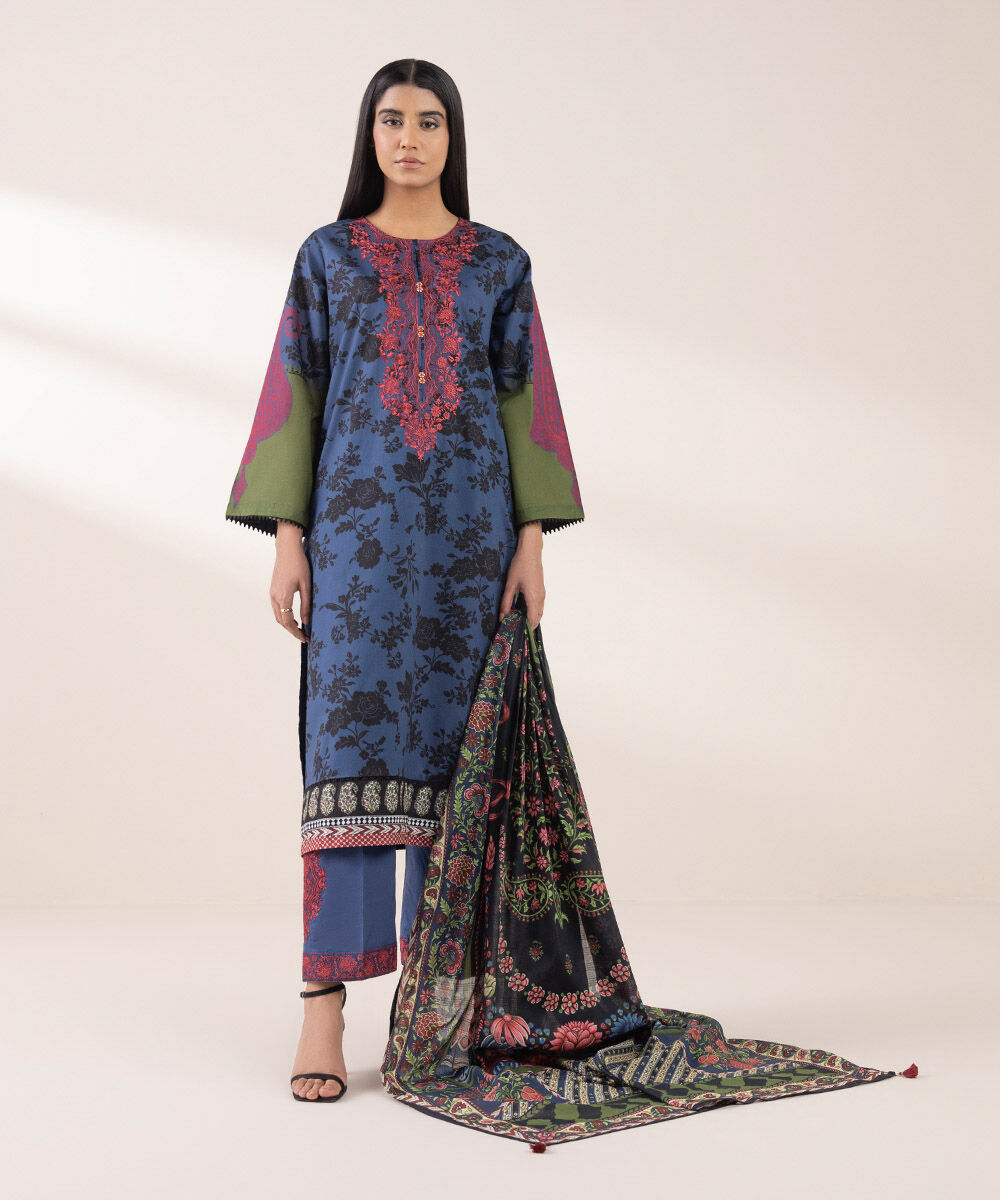 Women's RTW Lawn Multi Embroidered A-Line Shirt