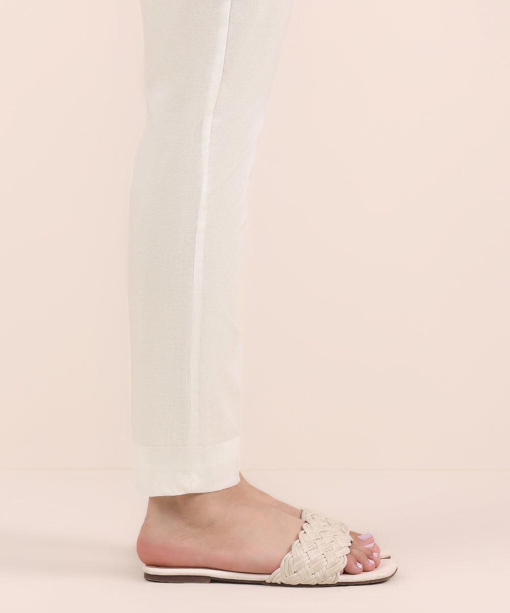 Women's Pret Cambric White Dyed Cigarette Pants