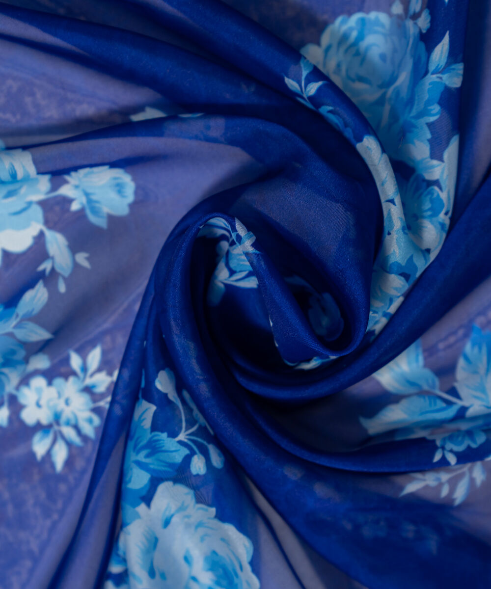 Amber Silk Printed Blue Dupatta