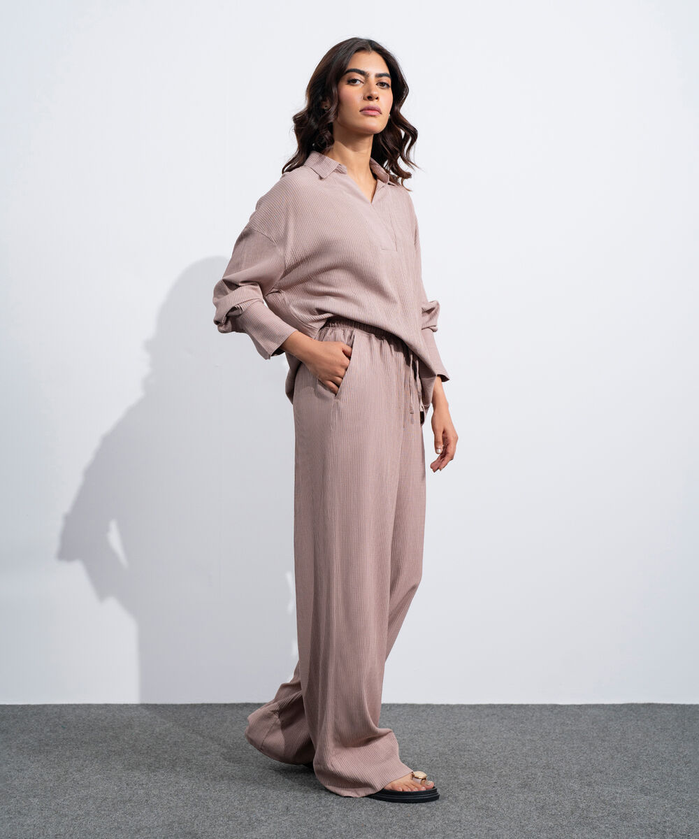Women's Western Pink Seersucker Pull-On Trousers