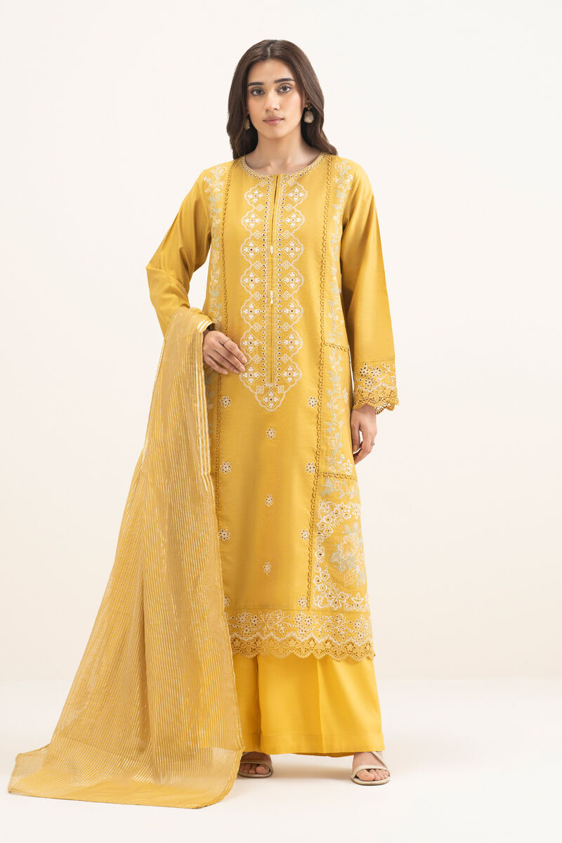 3 Piece - Embroidered Cotton Net Suit