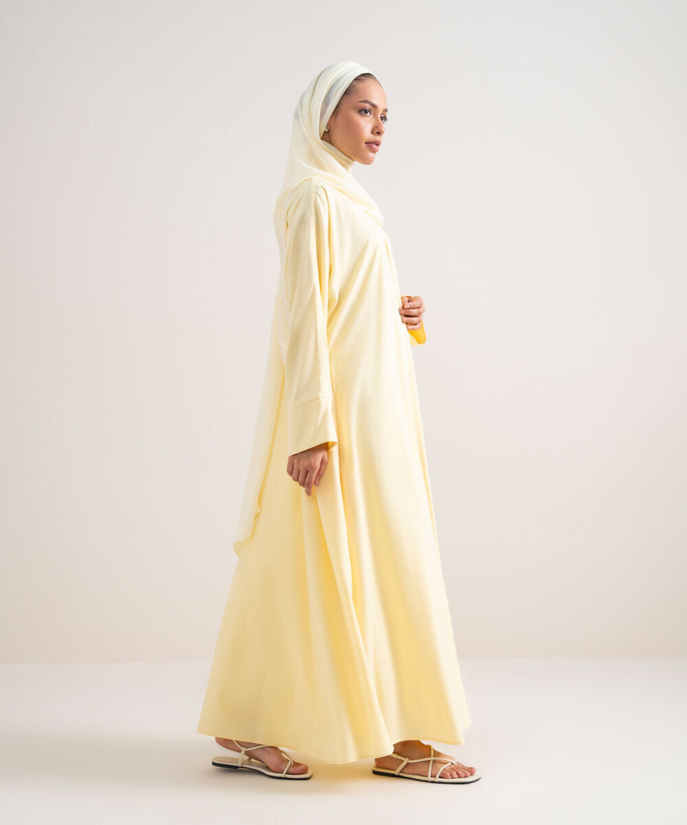 Women's Dusty Yellow Button Through Kimono Abbaya