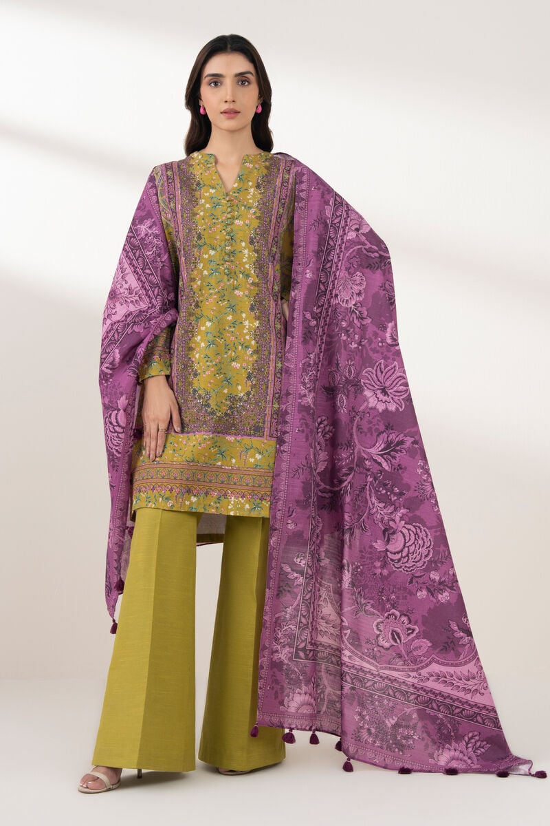 3 Piece - Printed Khaddar Suit