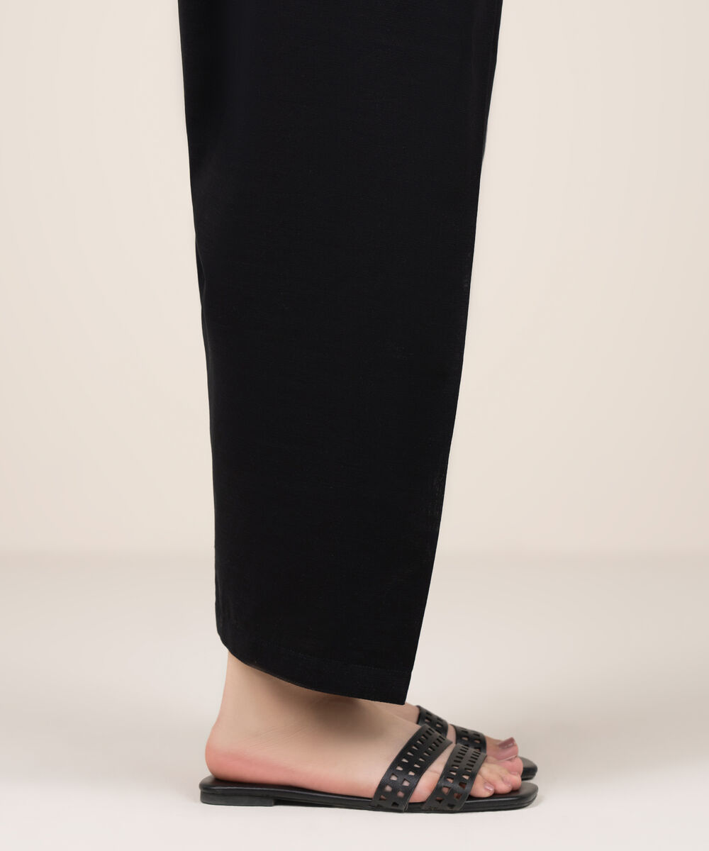 Women's RTW Khaddar Solid Black Shalwar