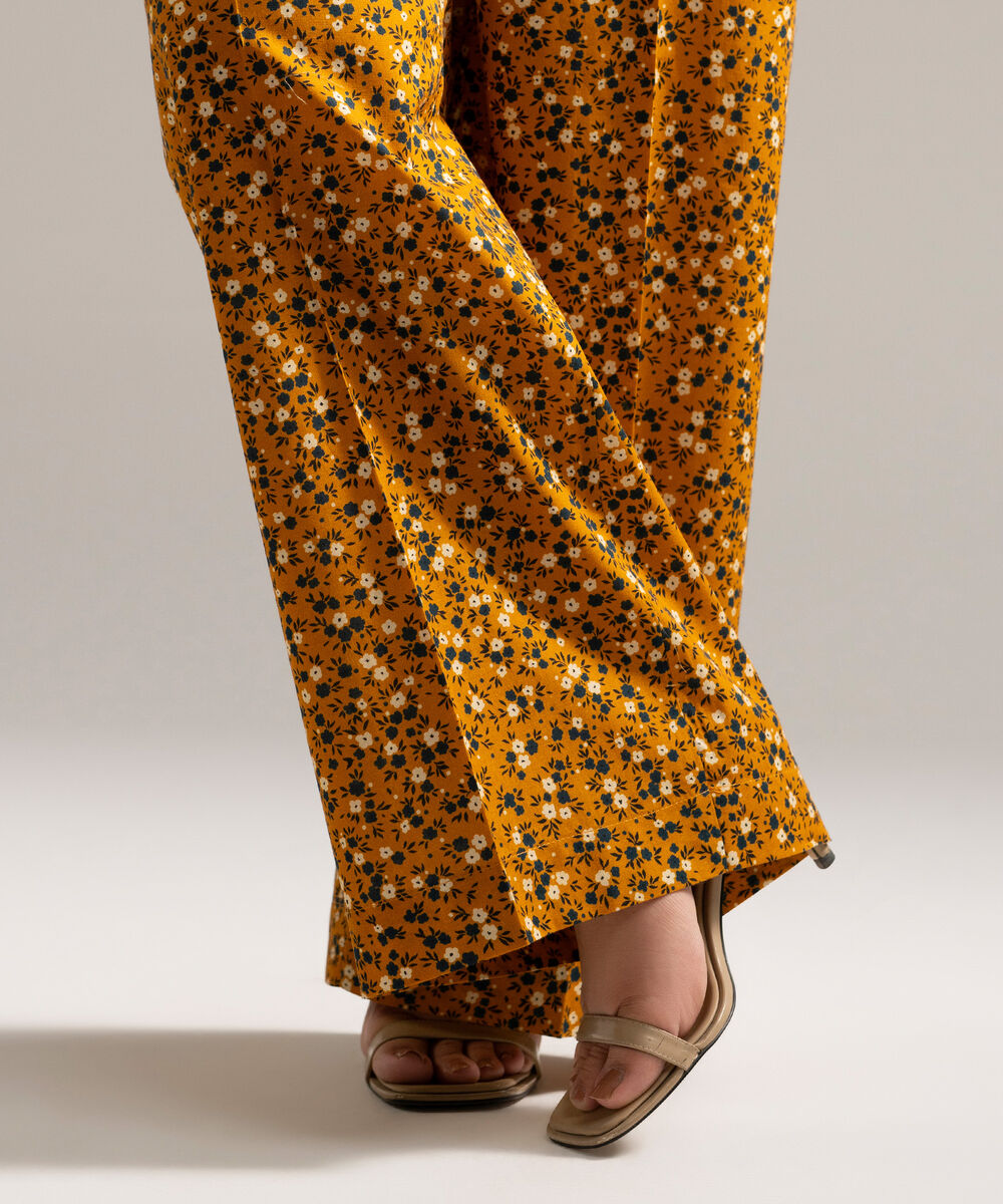 Women's RTW Cambric Printed Orange Straight Pants