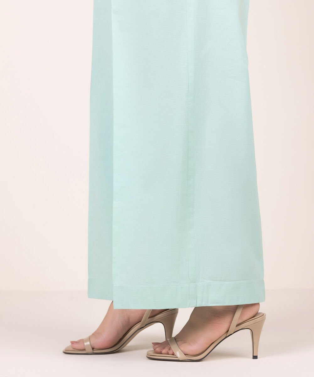 Women's RTW Cotton Viscose Solid Blue Culottes