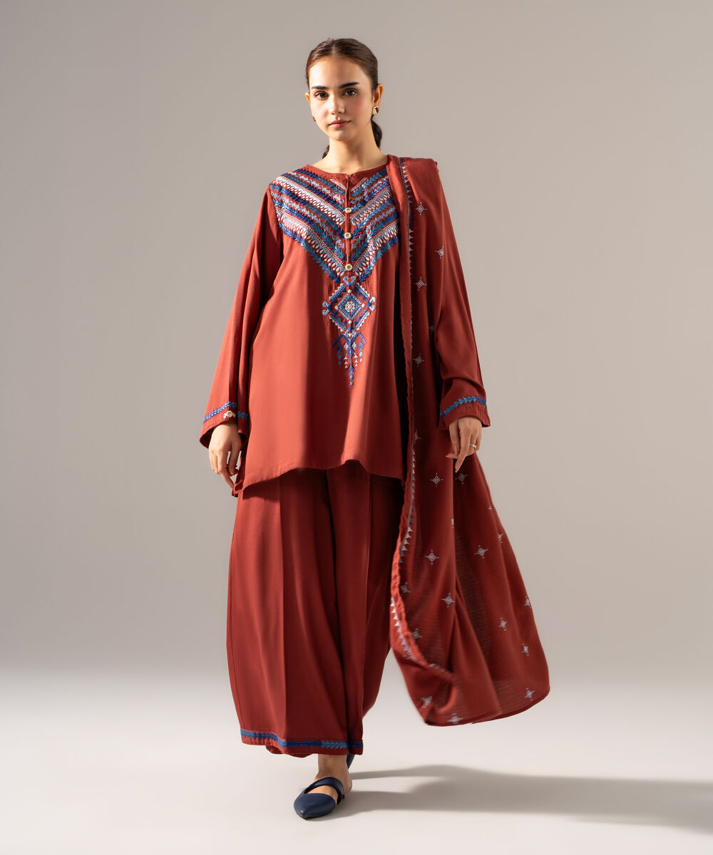 Women's RTW Poly Viscose Solid Brown Shawl