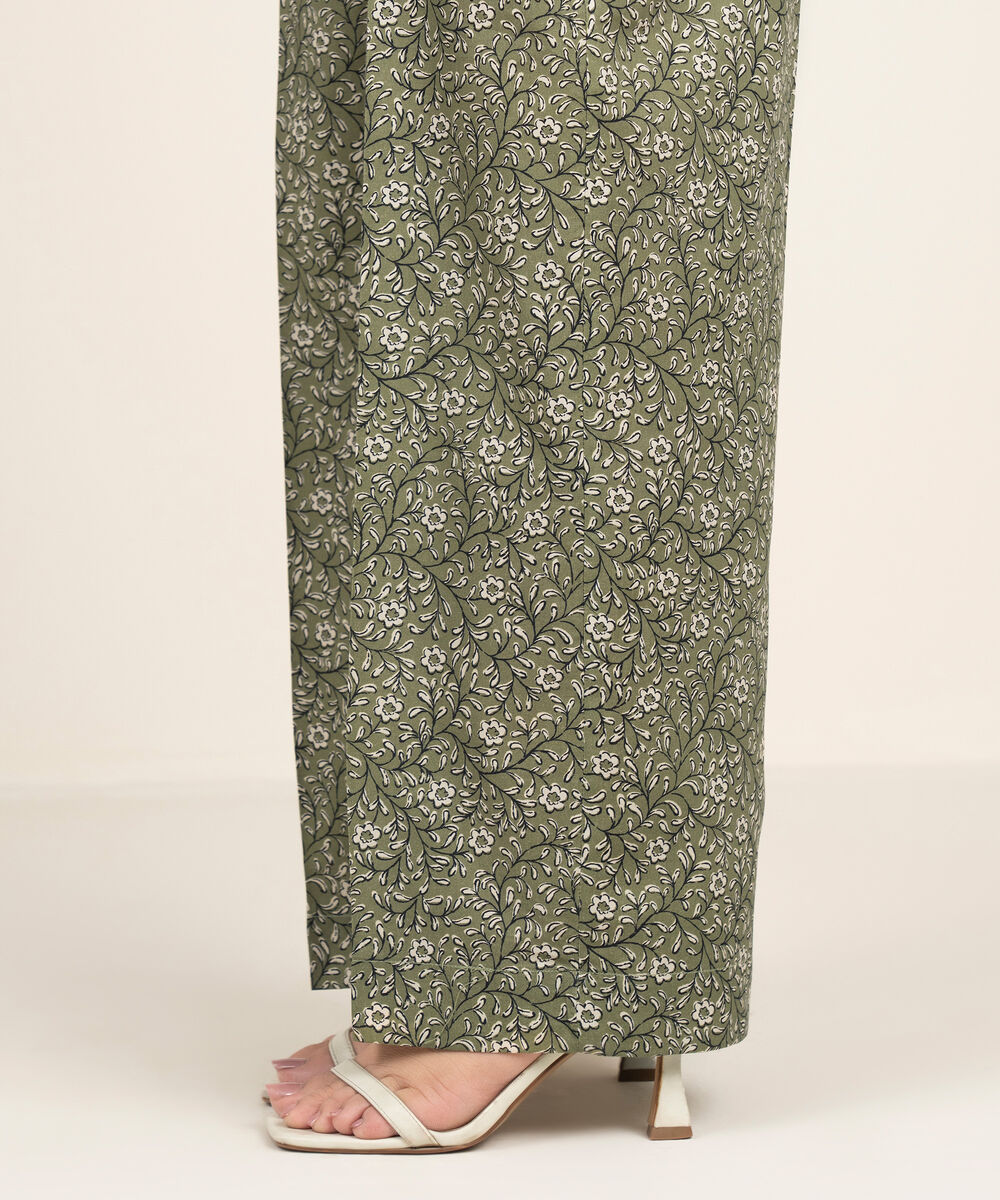 Women's RTW Cambric Printed Green Culottes