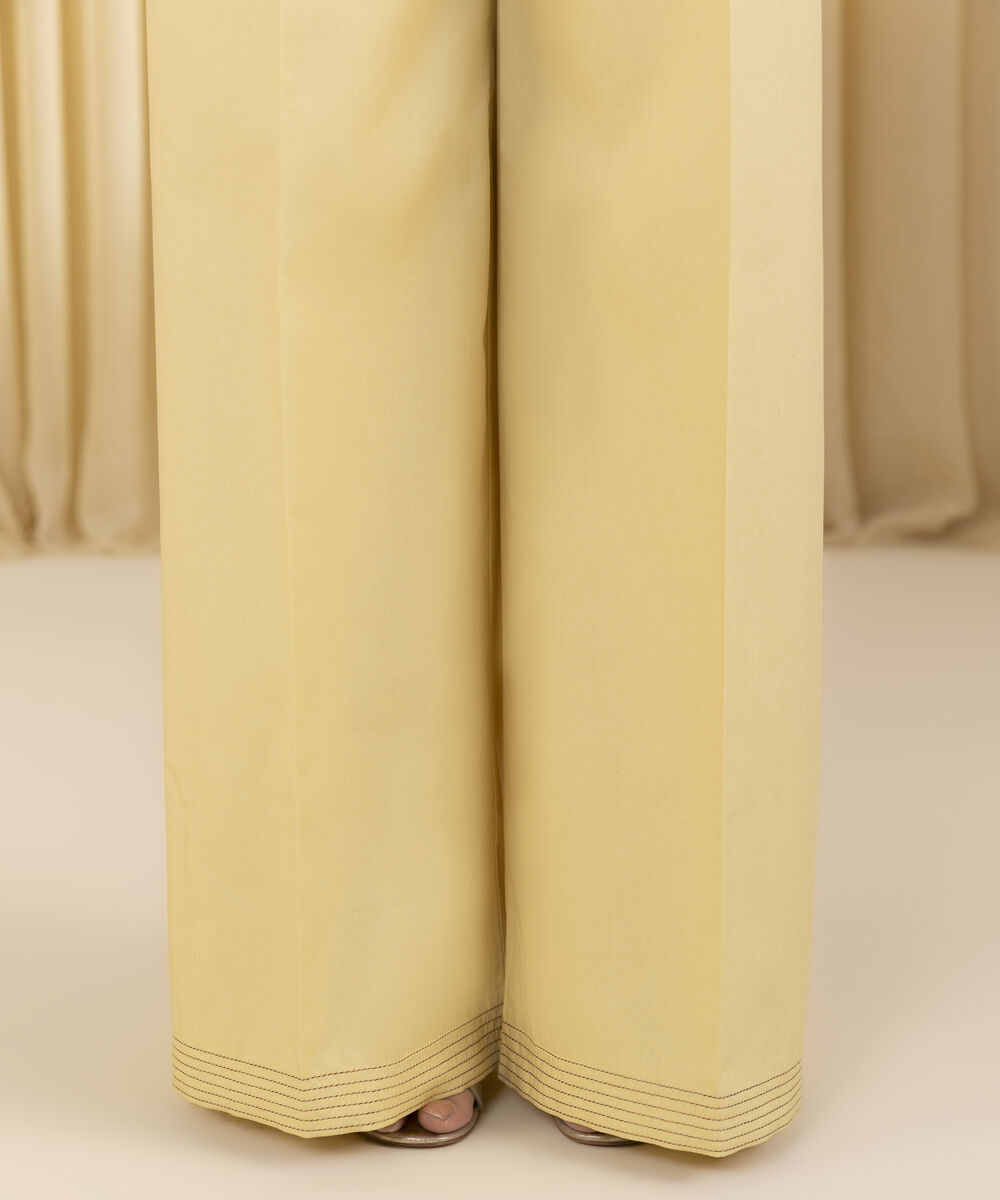 Unstitched Women's Yellow Extra Weft Jacquard 3 Piece Suit