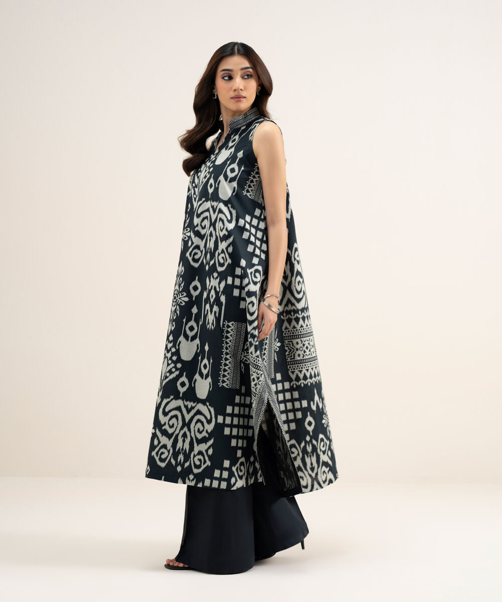 Women's Unstitched Lawn Printed Black Shirt