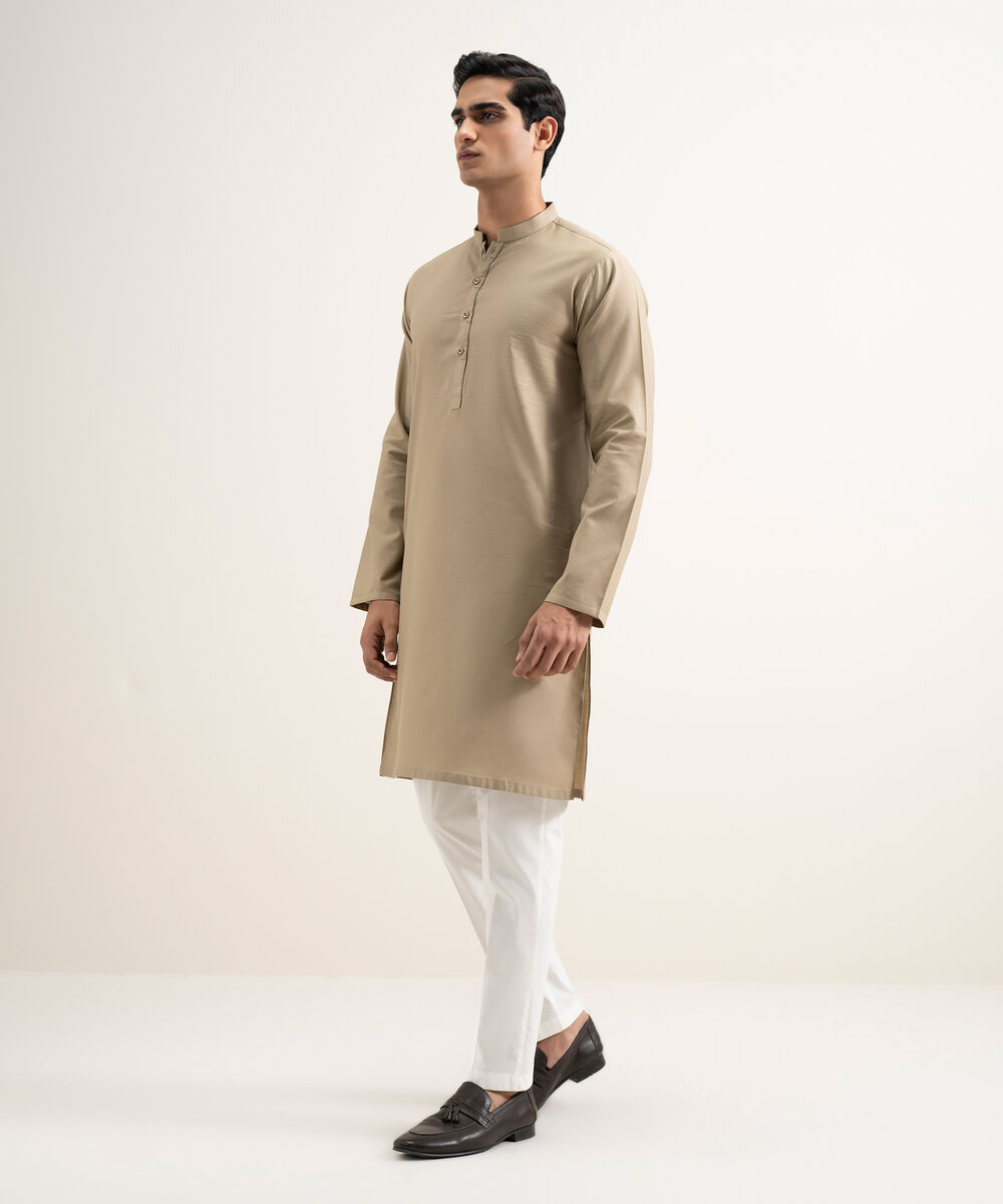 Men's Stitched Khaki Kurta