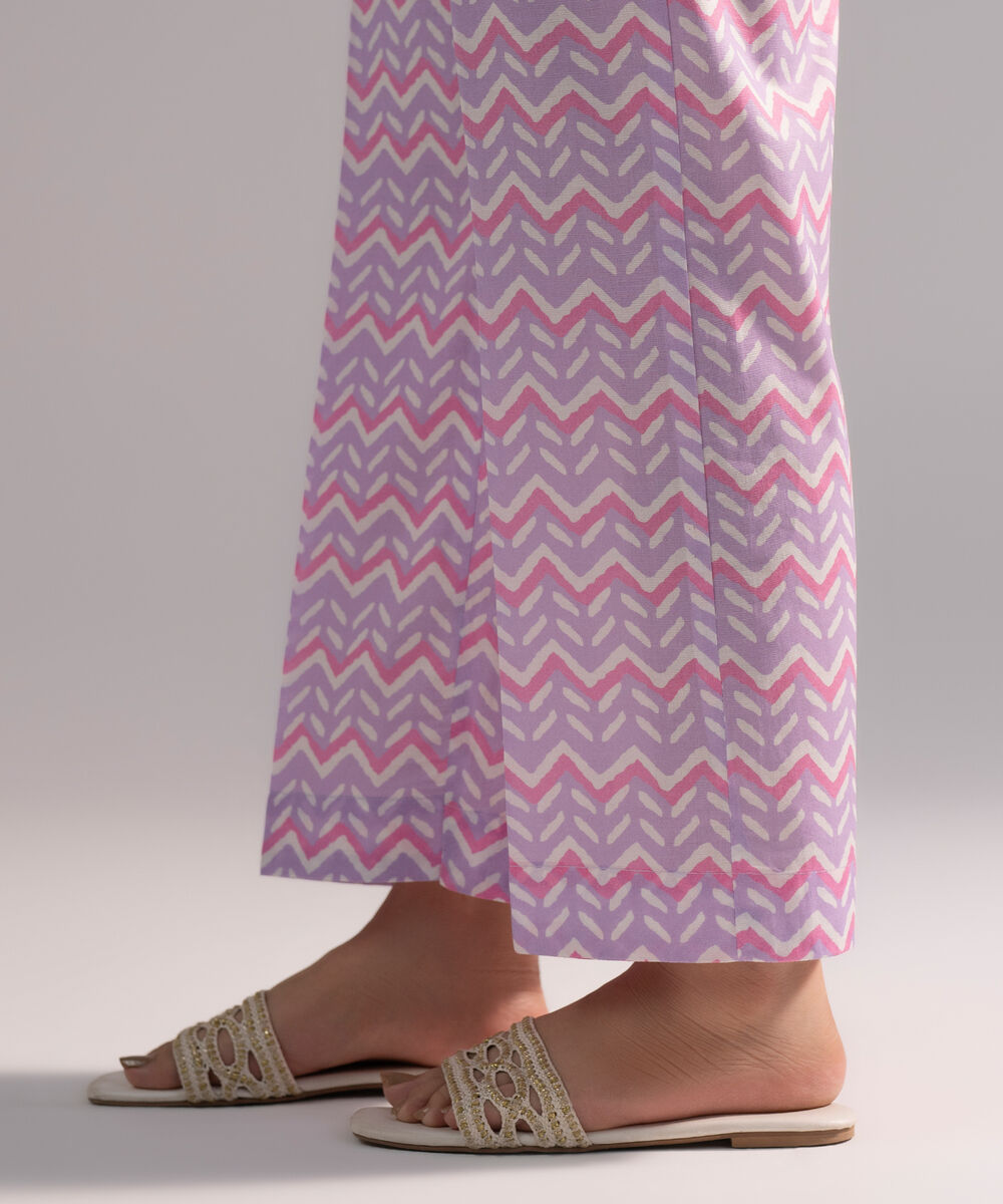 Women's RTW Cambric Printed Lavender Straight Pants